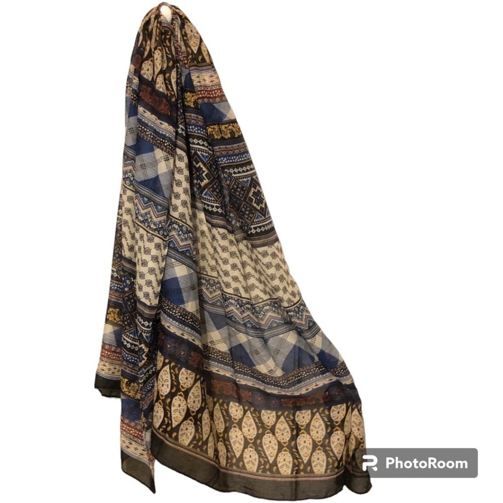GOLD COAST Fair Isle Scarf Wrap Blue 72"L x 32"W NWT